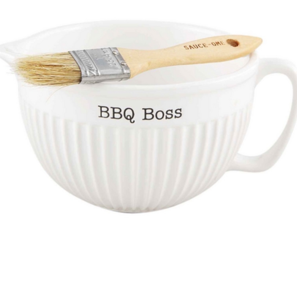 NEW Mud Pie BBQ Boss Sauce Set with Sau-some Brush, great gift